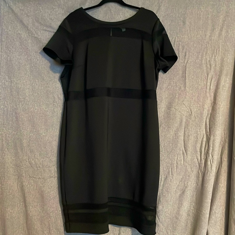 1X Plus Dress- Black, mid knee, with sheer